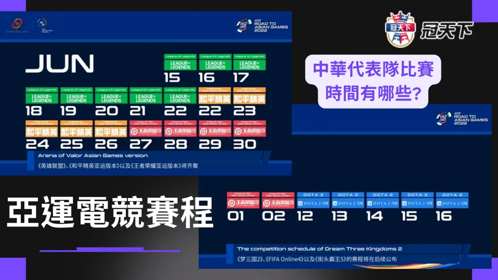 杭州亞運賽程 亞運電競傳說對決 亞運電競lol